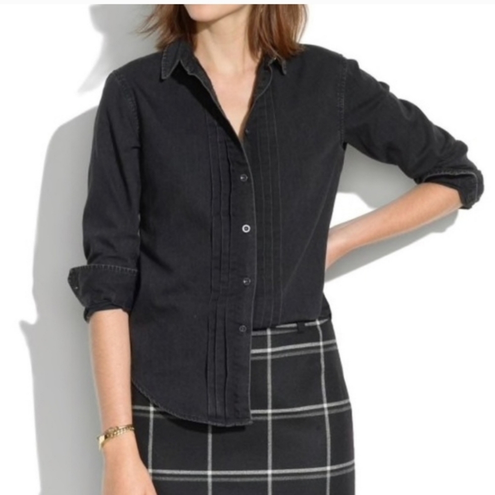 Madewell‎ Black Chambray Cotton Button Up Shirt Size XS